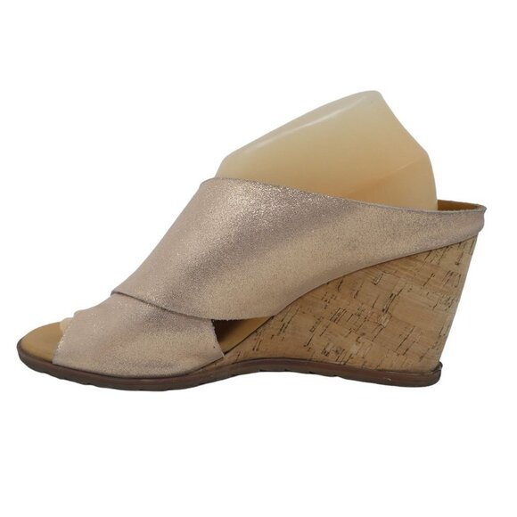 Korks by Kork-Ease Violetta Wedge Sandals Womens 10 Cork Pink Glitter Leather - Picture 3 of 10
